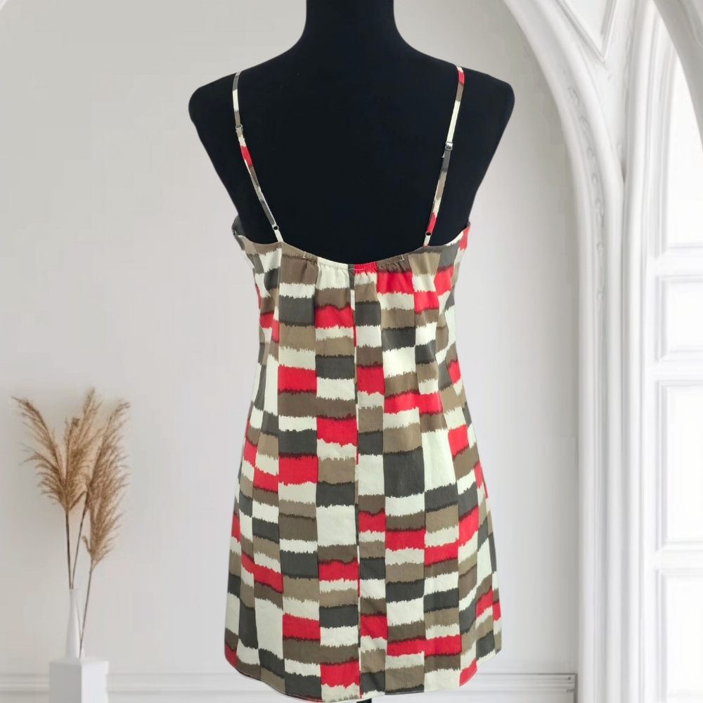 Alice & Olivia Geometric Check Silk Mini Dress, Size Small - Picture 4 of 6